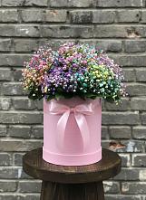 Цветочная композиция из Гипсофила и Розы в шляпной коробке в Алакуртти