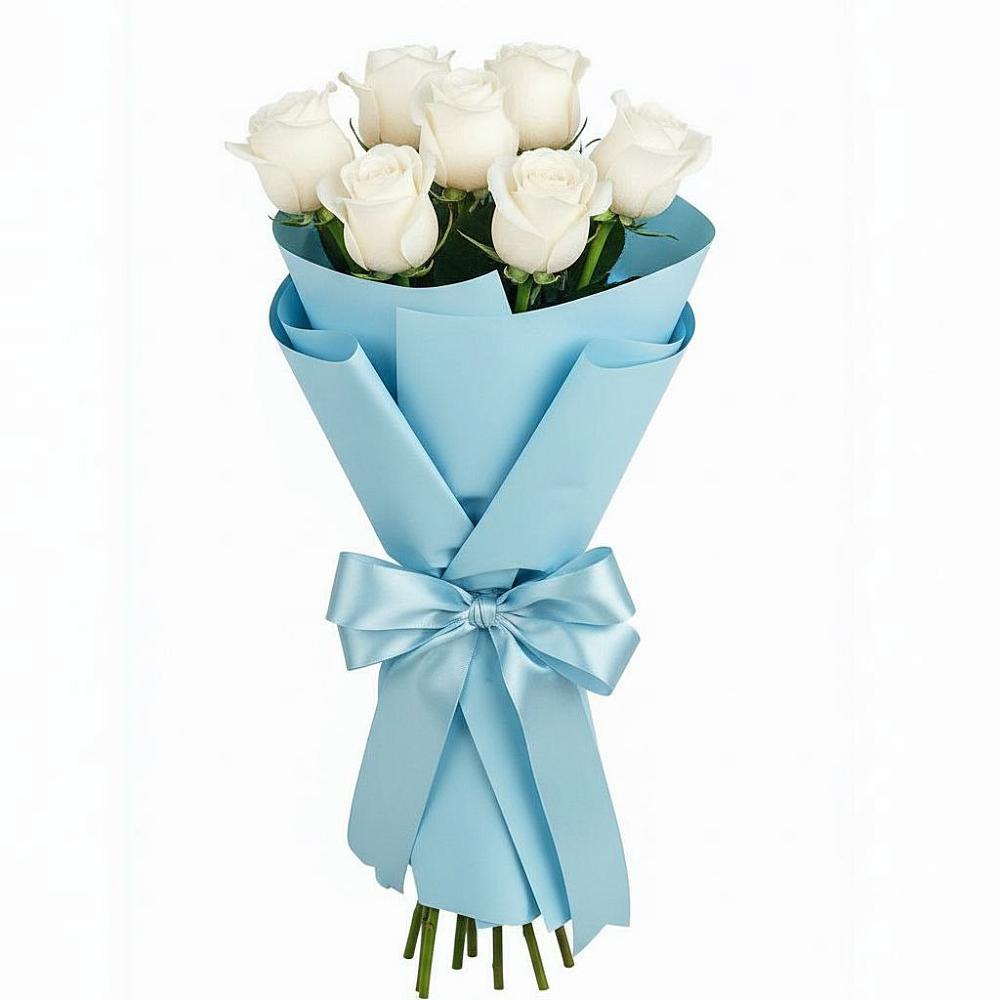 Букет 7 белых роз Проуд в Алакуртти