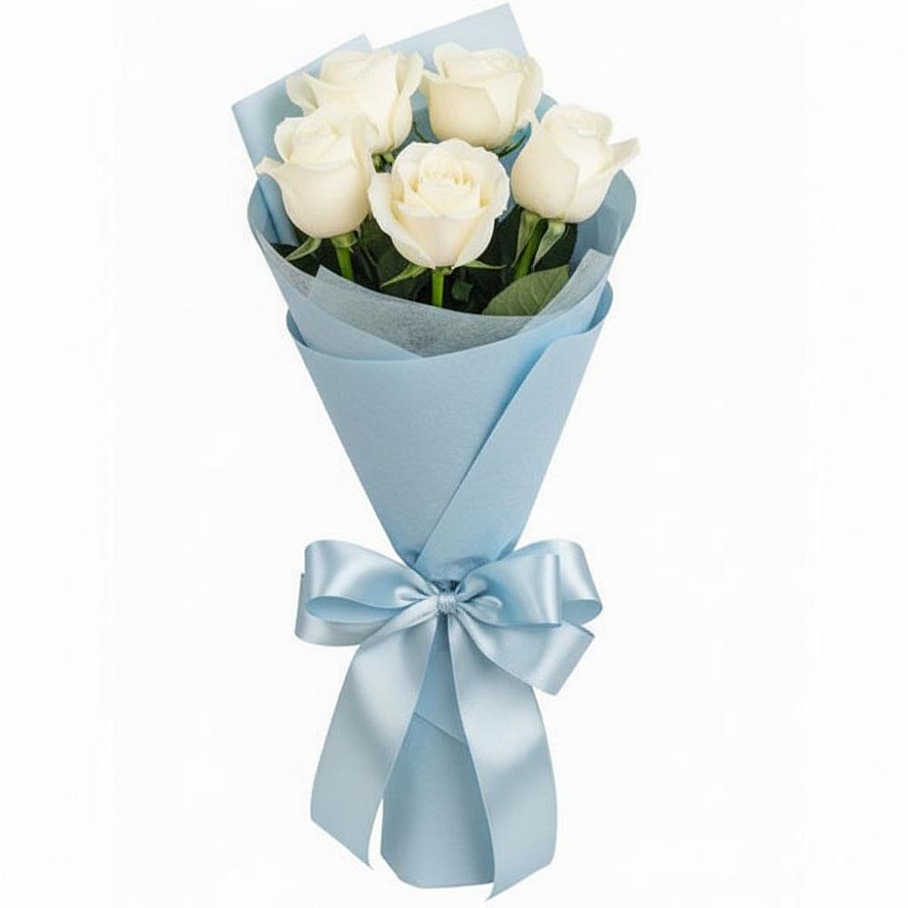Букет 5 Белых роз Проуд в Алакуртти