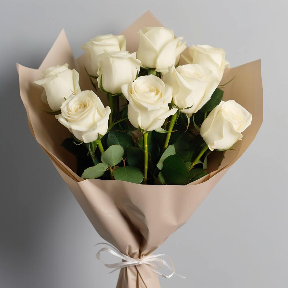 Букет 9 Белых роз Эдлесс Лав в Алакуртти