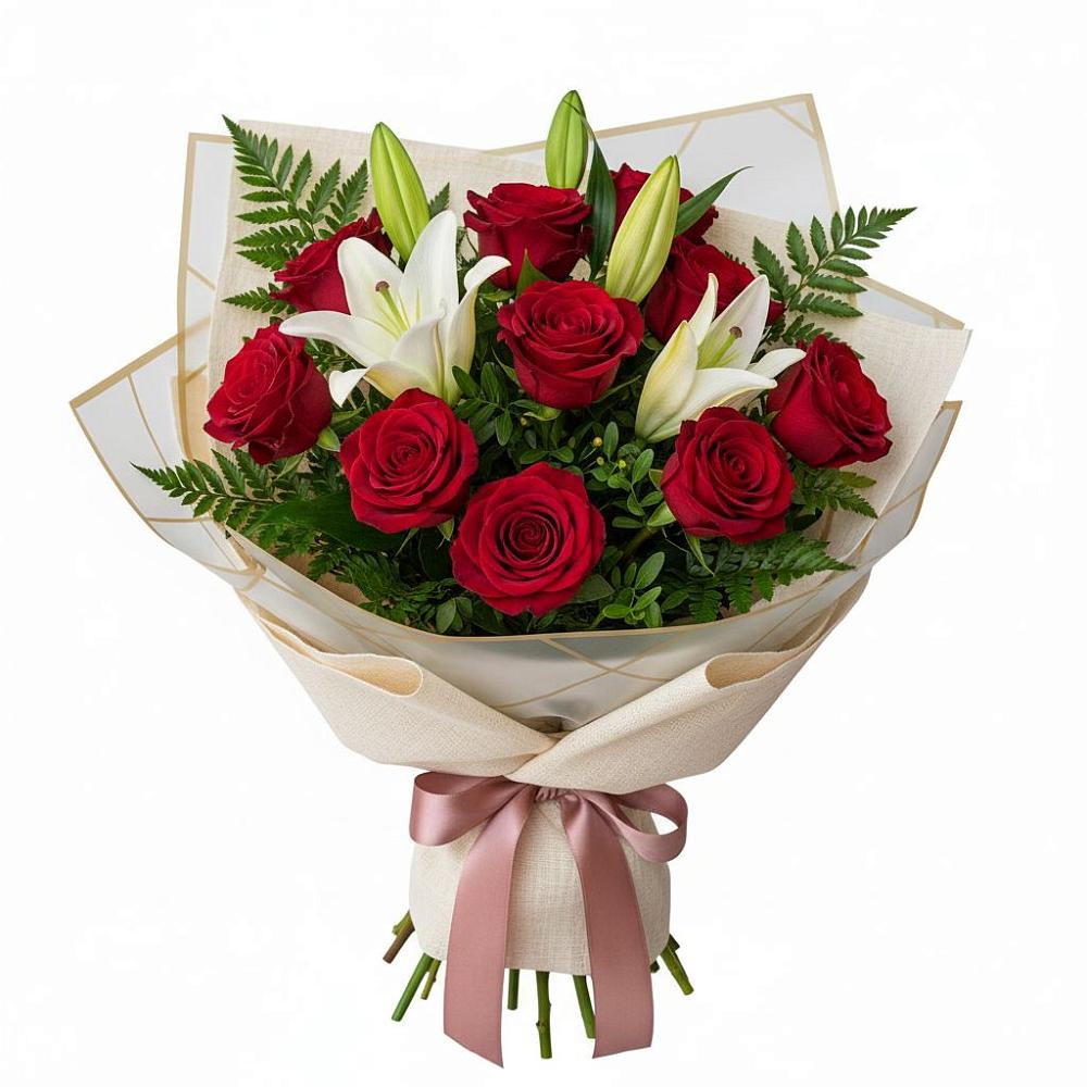 Букет цветов из: Лилии и Розы в Алакуртти