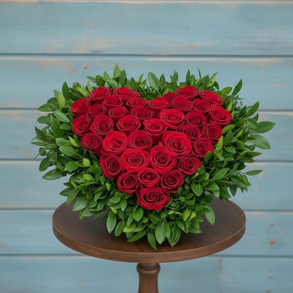 Цветочная композиция из Розы в виде сердца в Алакуртти