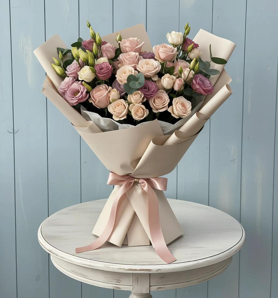 Букет цветов из: Розы и Лизиантусы в Алакуртти