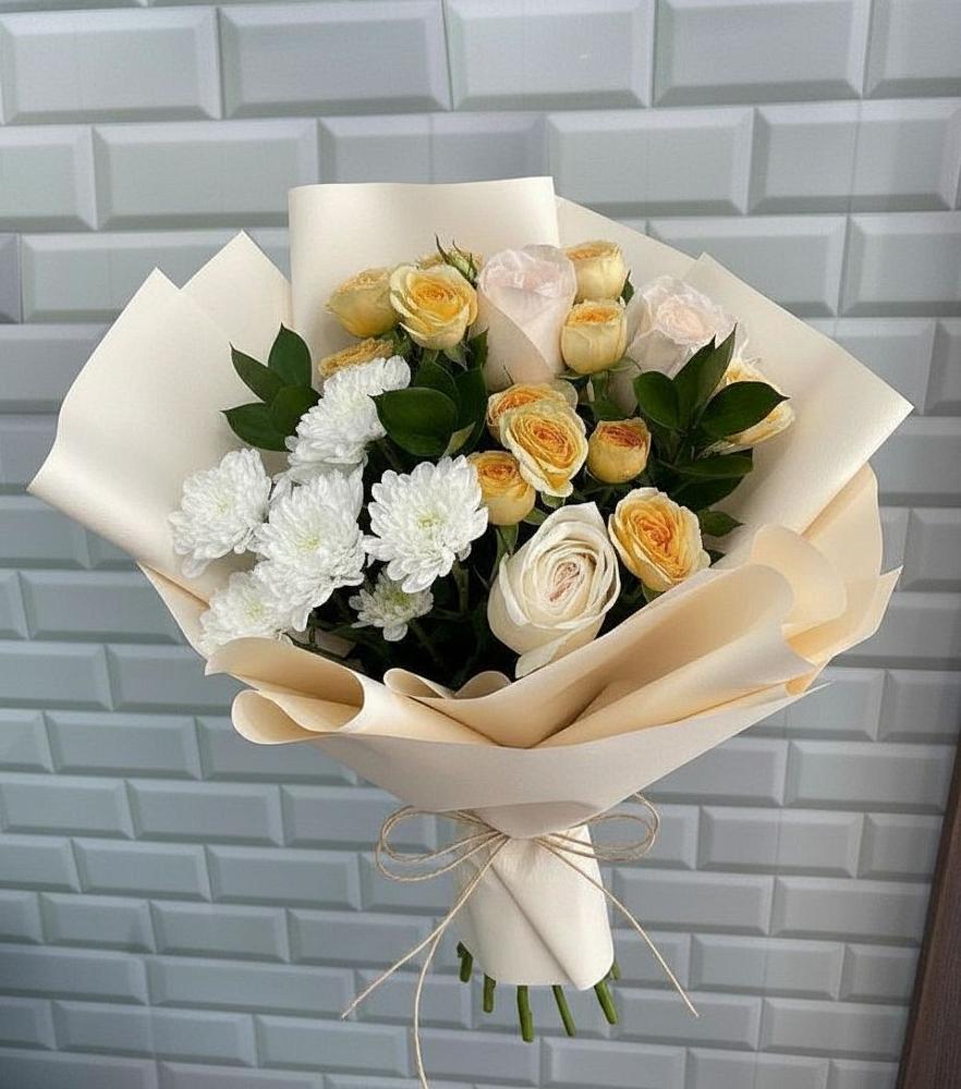 Букет цветов из: Розы и Хризантемы в Алакуртти